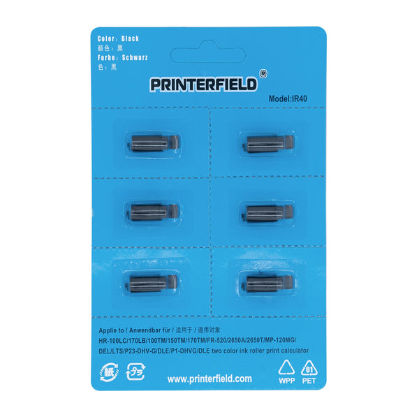 thumbnail image 2 of IR-40 Compatible Calculator Printer Ribbon Ink Roller Compatible For Casio HR-10RC HR-8TM Replacement Ink Rollers For Canon P1-DHV-3 P1-DH V CP16 IR40 IR30 NR40 PR40 IR40Bk IR-40B (Black, IR-40 2 of 10
