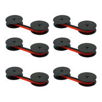 6 Pack Printerfield Compatible Twin Spool Ribbon/Typewriter Ribbon for GR1/OLYMPIA/DIN2130- Black/Red